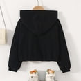 thumbnail image 7 of SNKSDGM Kids Solid Zip Up Hooded Casual Jacket 4-13Y, Long Sleeve Elastic Sweatshirt Coat With Double Big Patch Pockets Loose Cropped Sports Outerwear Girls Black 10-11 Years, 7 of 7