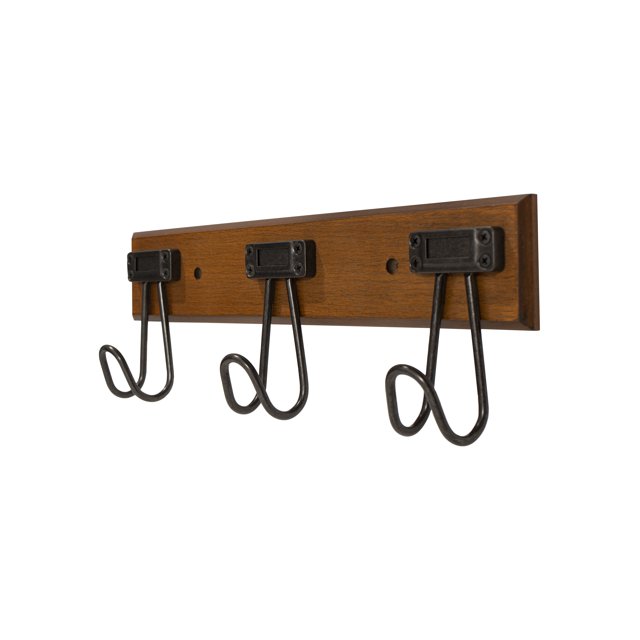 FantasHome 16” Label Wall Mounted Hook Rack with 3 Hooks Brown