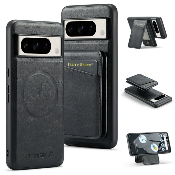 Allytechgroup Google Pixel 9 Wallet Case with Card Holder, PU Leather Shockproof Magnetic Cover Case Compatible with Magsafe Wireless Charging Phone Case for Google Pixel 9, Black