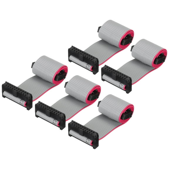 IDC 20Pin Flat Ribbon Cable, 2.0mm Pitch FC to FC Connector 20cm Length Grey Jumper Wire Computer DVD, 5Pcs