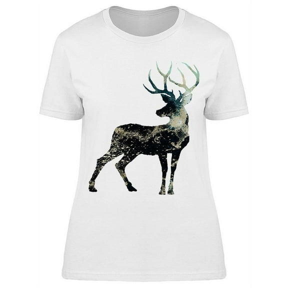 Watercolor Reindeer, Dark T-Shirt Women -Image by Shutterstock, Female XX-Large