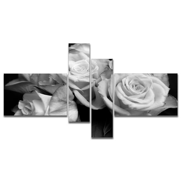 Designart 'Bunch of Roses Black and White ' Floral Art Canvas Print