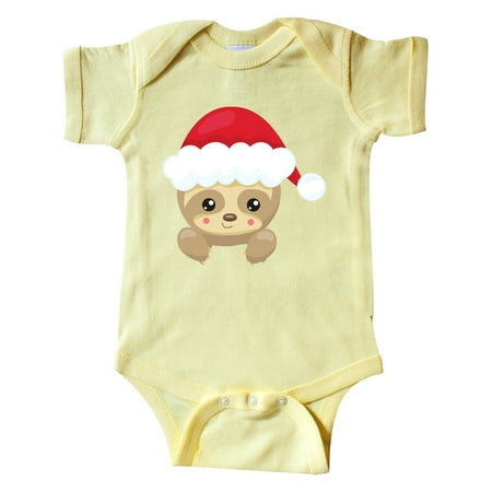 

Inktastic Christmas Sloth Sloth With Santa Hat Cute Sloth Gift Baby Boy or Baby Girl Bodysuit