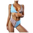 thumbnail image 2 of CEHVOM Women Swimwear Leopard Splicing Printing Split Swimsuit Bikini, 2 of 6