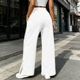 thumbnail image 4 of SETOOFF Women Elastic Drawstring High Waist Wide Leg Pants Side Snap Split Hem Palazzo Pants Deep Pockets Street Walking Workout Casual Trousers Daily Travel Womens Pants, 4 of 9