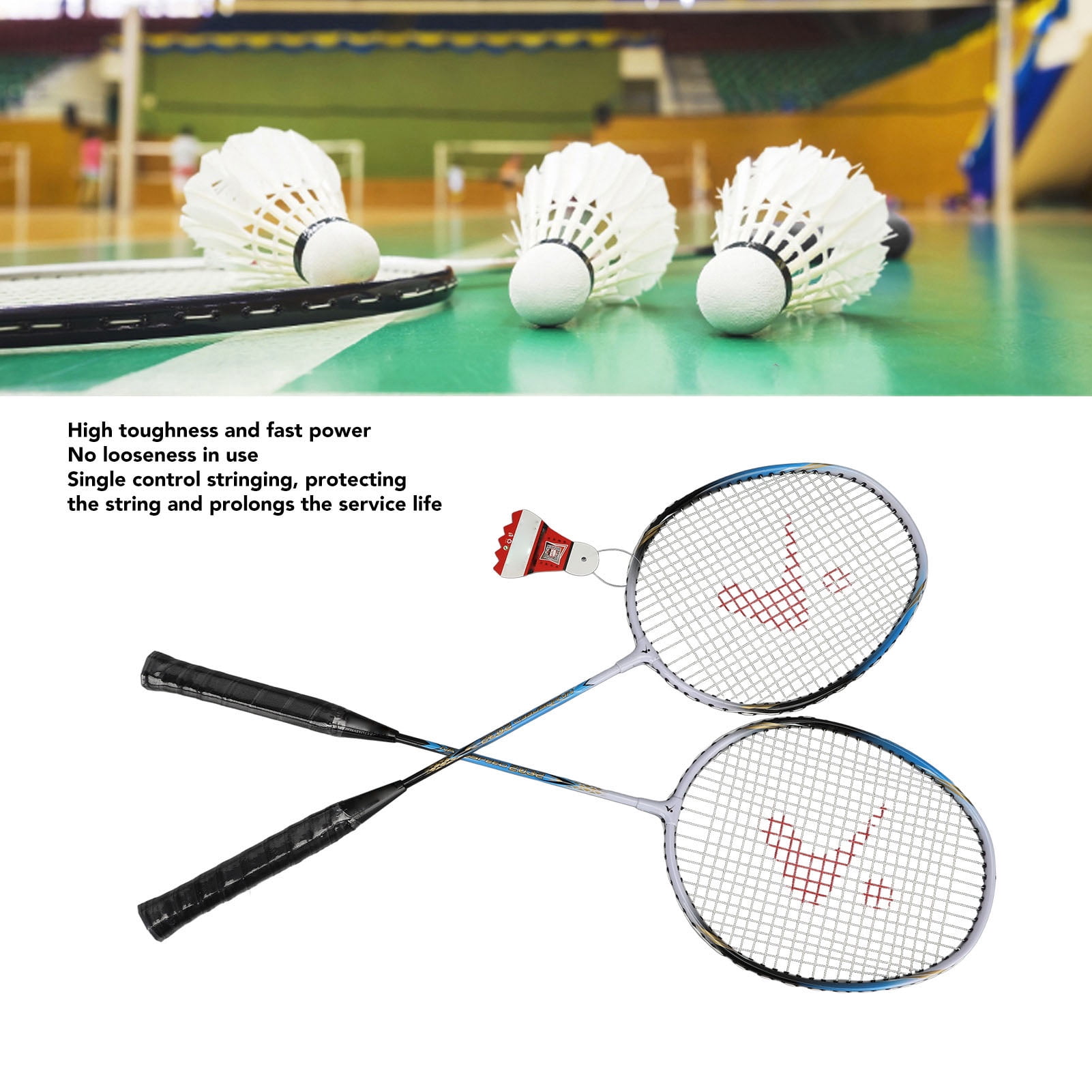 Nieyigj Blue Aluminum Alloy Badminton Racket Set Lightweight Outdoor Racquet Kit 2 Players