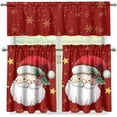 thumbnail image 4 of Red Christmas Santa Small Kitchen Curtains Sets Valance for Kitchen Windows Short Curtains Window Treatments Valance Sets for Kitchen Cafe 3 Piece Kitchen Curtains, 4 of 6