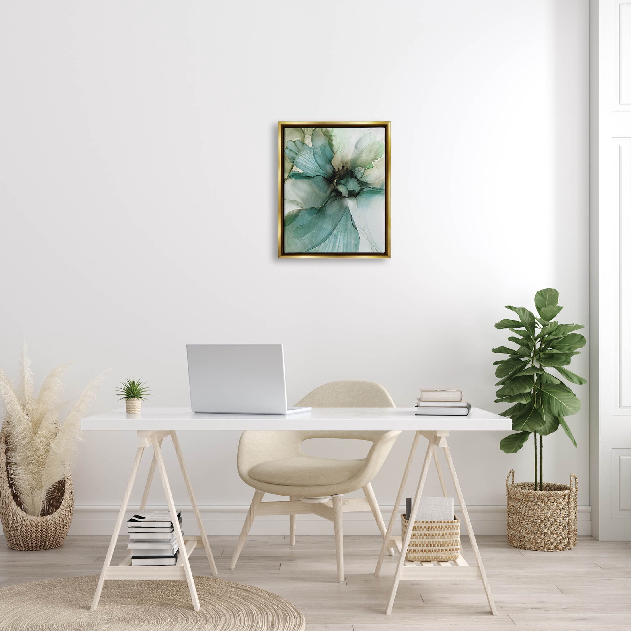 Modern Flower Petal Botanical Abstract Graphic Art Metallic Gold Framed Art Print Wall Art