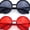 [2 Pack] Black + Red, variant on SA106 Womens Wizard Round Circle Lens Plastic Mod Fashion Sunglasses / White Frame - Green Lens