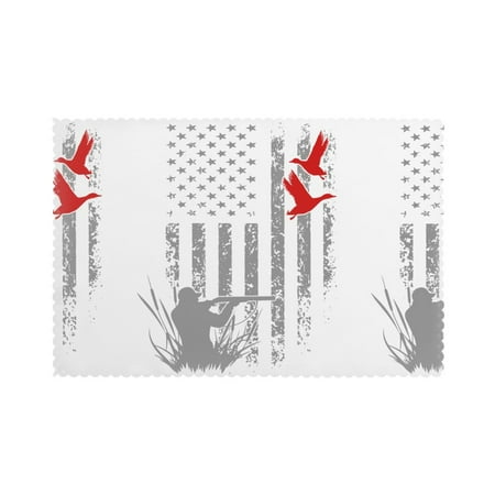 

Home Duck Hunting American Flag Usa Placemats Set Of 6 Washable Wipeable Place Mats Place Mats For Festival Parties Family Dinner (12 X 18inch)