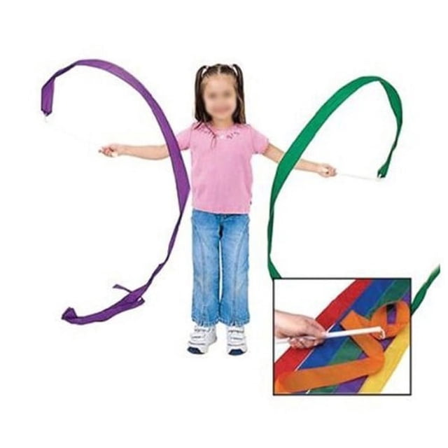 EXHUMKY Rhythmic Dance Ribbon Gymnastics Streamer with Wooden Handle 4m Long Brocade