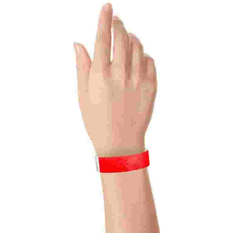 WristCo Waterproof Paper Event Wristbands Pieces, Neon Red, 500