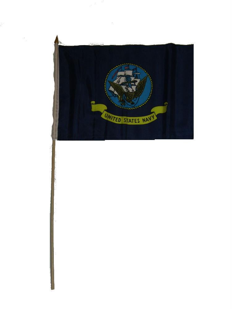 U.S Navy Flag Ship Emblem Stick Flag wood staff 12x18 in flags 24in stick 6flag 