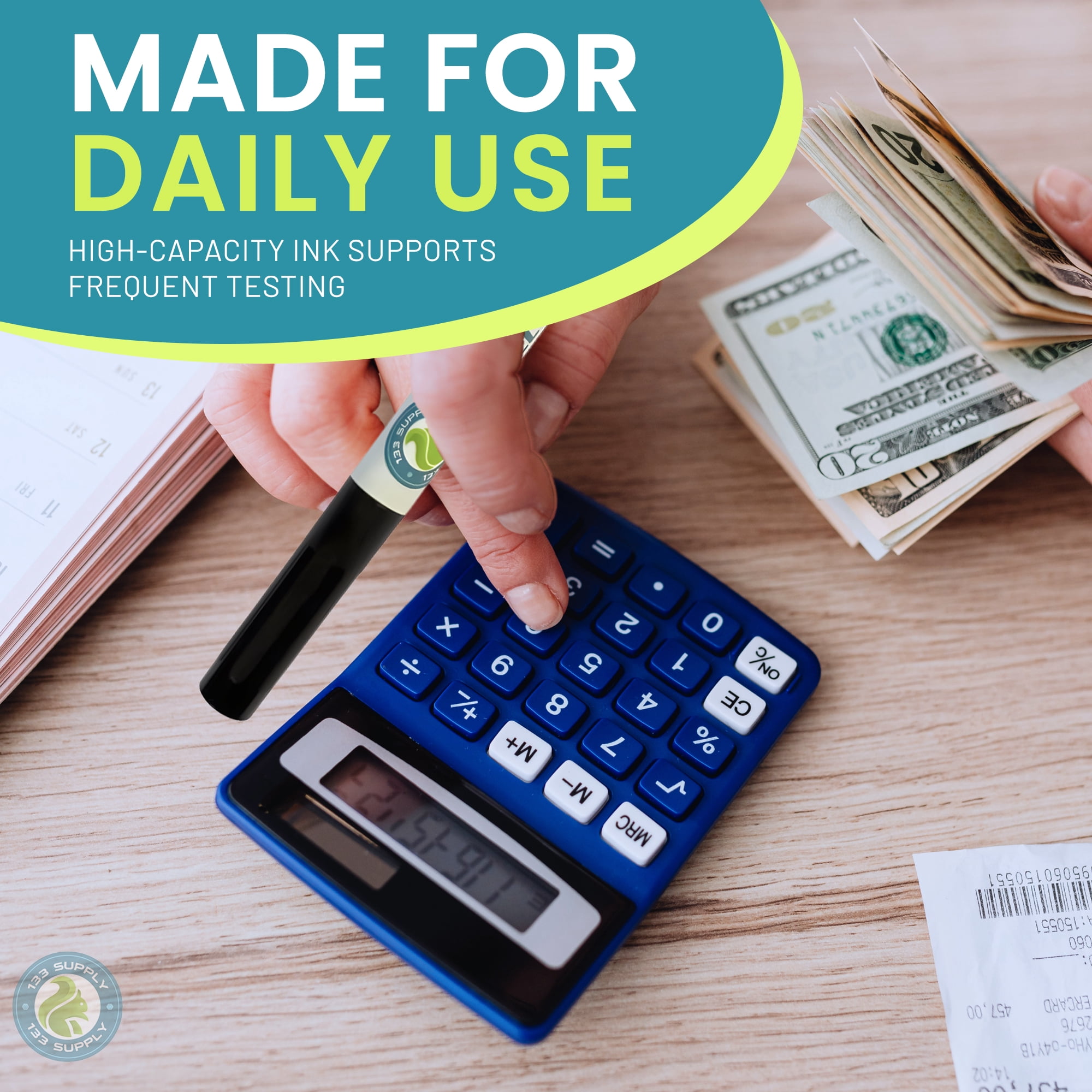 Counterfeit Money Detector Pen (2 Counterfeit Pens) Counterfeit Bill Detector Pen, Fake Money Marker & Checker, Detect Fake Bills - Fake Counterfeit Bills US Currency False Currency Checker Pen