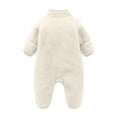 thumbnail image 4 of kids Fleece Footed Onesie Full-Zip Warm Daily Wear Jumpsuit White 6-12 Months, 4 of 9