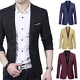 thumbnail image 2 of DISHAN Men's Slim Formal Business Suit Coat One Button Lapel Long Sleeve Pockets Top, 2 of 8