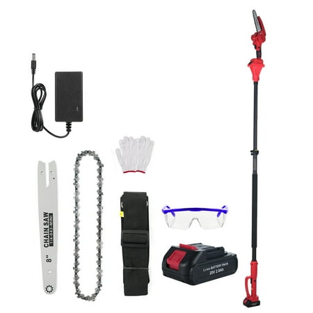 CACAGOO 20V 6inch/8inch Cordless Pole Saw Height Adjustable Electric Chainsaw with 2 batteries for Wood Cutting  Trimming