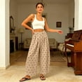 thumbnail image 4 of Lumtrix Polka Dot Pants For Women 2026 Summer Boho Beach Elastic Waist Wide Leg Palazzo Cotton Linen Barrel Pant With Pockets Khaki 2XL, 4 of 5