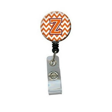 Carolines Treasures CJ1062-ZBR Letter Z Chevron Orange & Regalia Retractable Badge Reel
