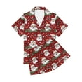 thumbnail image 5 of asdoklhq Womens Onesie Pajamas Women's Christmas Printed Short Sleeved and Shorts Casual Comfortable Set Suit Red 2X, 5 of 6