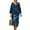 Blue Ink Lotus, variant on COEQINE Womens Loose Dress with 3/4 Sleeves Calf Length Loose Office Dress, Polyester with Linen Effect Casual Oriental Boho Sundress, Size 3XL, Gold Black Moon Plum Bird