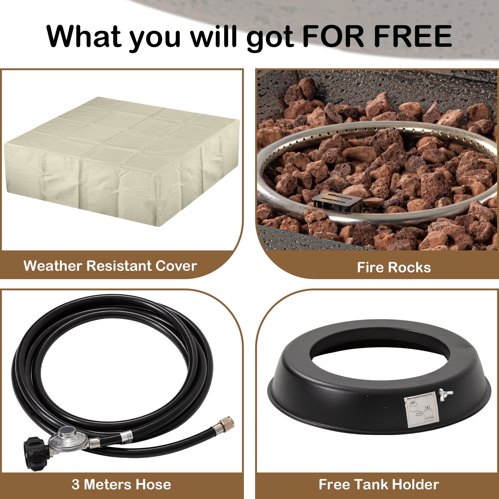 VENTOPYR 35''Outdoor Square Propane Fire Pit Table with Wind Guard