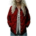 thumbnail image 5 of WMTBSRSW Women's Lightweight Quilted Coat Casual Button Down Coat woth Pockets Fashion Long Sleeve Padded Jackets No Hood Red M, 5 of 8