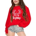 thumbnail image 1 of MIASHUI Chandail à Capuche pour Filles Manches Longues Chandail en Molleton Doux avec Capuche Graphique pour Enfants Usage Quotidien Chandail-Over Rouge, 5-6 Ans, 1 of 5