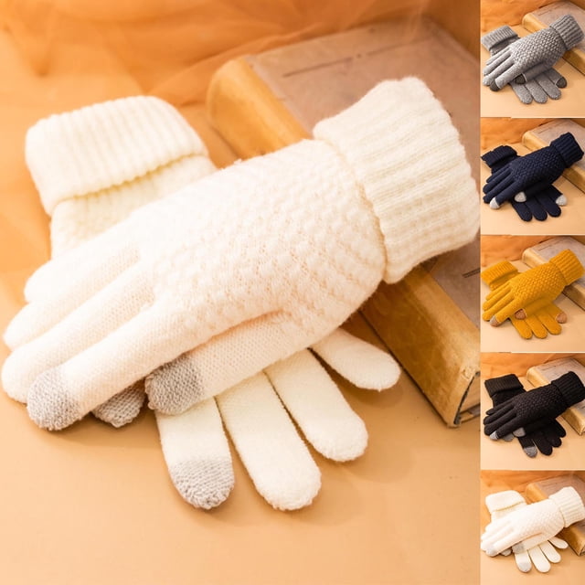 Sentmoon Running Gloves Women Warming Gloves Women Layer Snowflake Plus Thick Warm Gloves Knitting Wrist Gloves Mittens for Cold Weather and Insulation