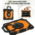 thumbnail image 2 of for iPad Pro 11" 2024 M4 5th Geneartion A2836/A2837/A3006 with Pencil Holder/360° Rotating Kickstand/Grip Handle/Shoulder Strap Kids Girls Heavy Duty Protective 3-Layers Cover, Black+Orange, 2 of 8