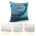 thumbnail image 4 of Autua Whale Ship Ocean Graphic Decorative Cushion Throw Pillow Cover for Home Couch Living Room Bed Sofa, 1PC 20x20in, 4 of 5