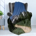 thumbnail image 4 of Idaho Soft Flannel Fleece Blanket, Photo of Foothill Sawtooth Mountains Outdoor Nature Road to Greenery, Cozy Plush for Indoor and Outdoor Use, 70" x 90", Azure Blue and Reseda Green, by Ambesonne, 4 of 5