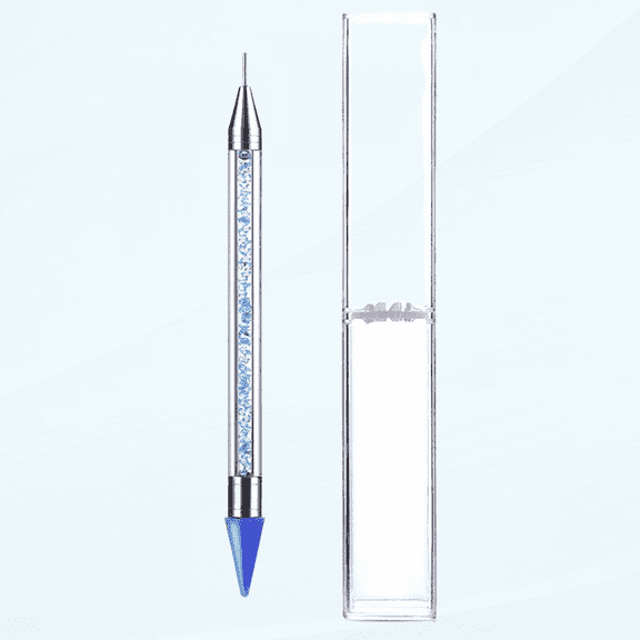 Dual-Ended Nail Rhinestone Picker Wax Tip Pencil Pick Up Applicator Dual Tips Dotting Pen Beads Gems Crystals Studs Picker with Acrylic Handle Manicure Nail Art Tool (Blue)