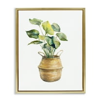 Stupell Industries Plant In Pottery Botanical & Floral Painting Gold Floater Framed Art Print Wall Art, 25 x 31