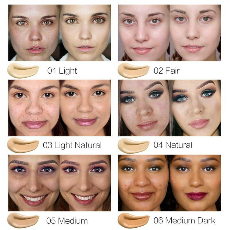 Matte Liquid Foundation Moisturizing Hide Pores Cover Freckles Scars Even Skin Tone Makeup Foundation, A6