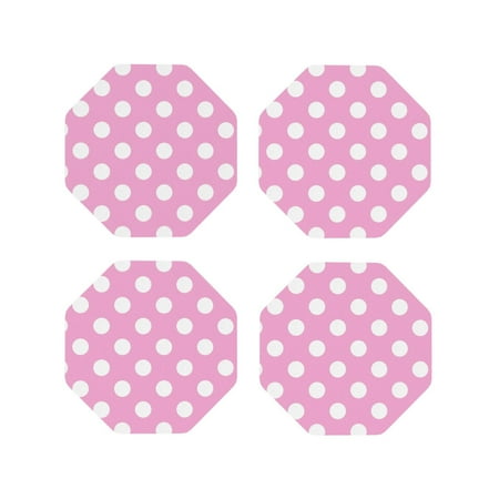 

Tideii Pink And White Polka Dot for Leather Coasters 4 Pieces Anti-fouling and Anti-scalding Decorative Coasters Suitable for Restaurants Kitchens Coffee Shops-Octagon