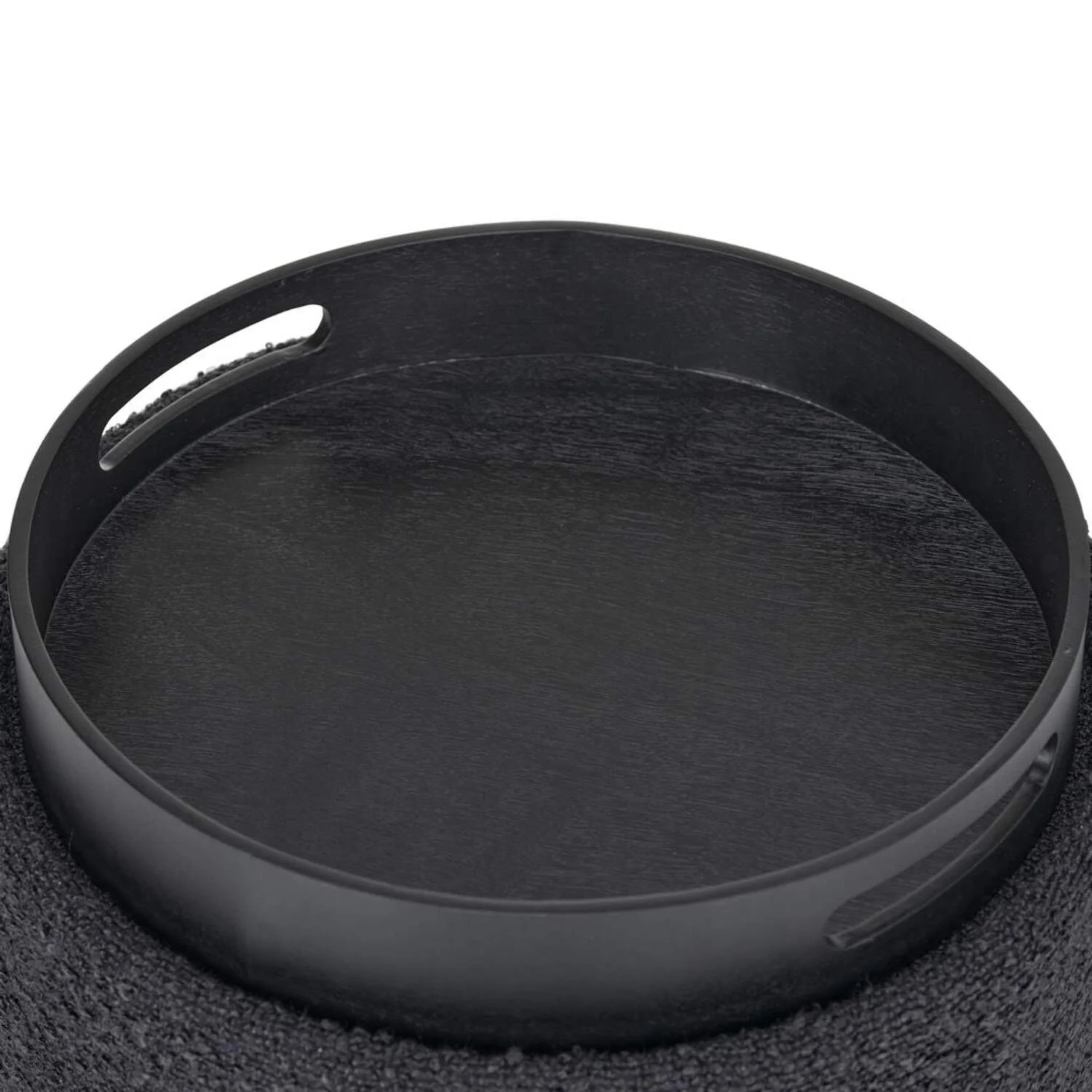 Aria Home Boucle Storage Ottoman Tufted Seating Accent 17" Round, Black