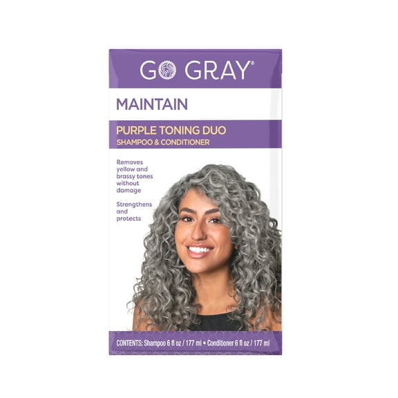 Go Gray Purple Toning Duo, Purple Toning Shampoo and Conditioner for Gray Hair, 6 oz, 2 Pack