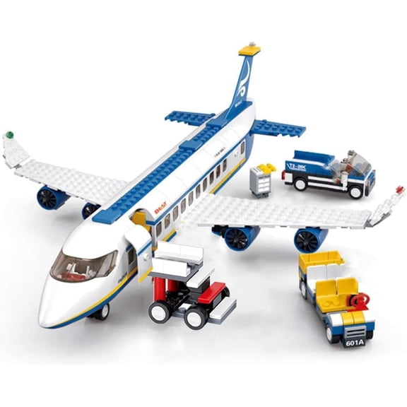 Aeroplane Building Blocks with Airport Terminal and Truck, 463 Pieces City Passenger Airplane Building Kit, DIY Plane Building Construction Set