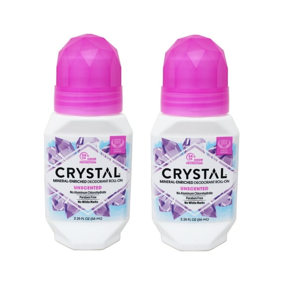 Crystal Mineral Deodorant Roll-On Unscented -- 2.25 fl oz Pack of 2