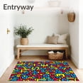 thumbnail image 3 of ODIKA 4'x6' Machine Washable Non-Slip Area Rug, Whimsical Alphabet Safari Play Featuring Exotic Creature Motifs High Traffic Rug, Red, 699523, 3 of 7