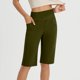 thumbnail image 2 of Pantalones de Yoga de Cintura Alta para las Mujeres Color Sólido Cadera Bolsillos Elásticos Medio Pantalones Cortos, Pantalones Deportivos de Fitness, Poliéster Toda la Temporada, 2 of 6