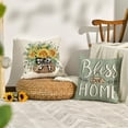 thumbnail image 4 of Bless Our Home Sunflower Eucalyptus Leaves Throw Pillow Covers, 18 x 18 Inch Seasonal Spring Summer Truck Home Sweet Home Cushion Case Decorations Set of, 4 of 6