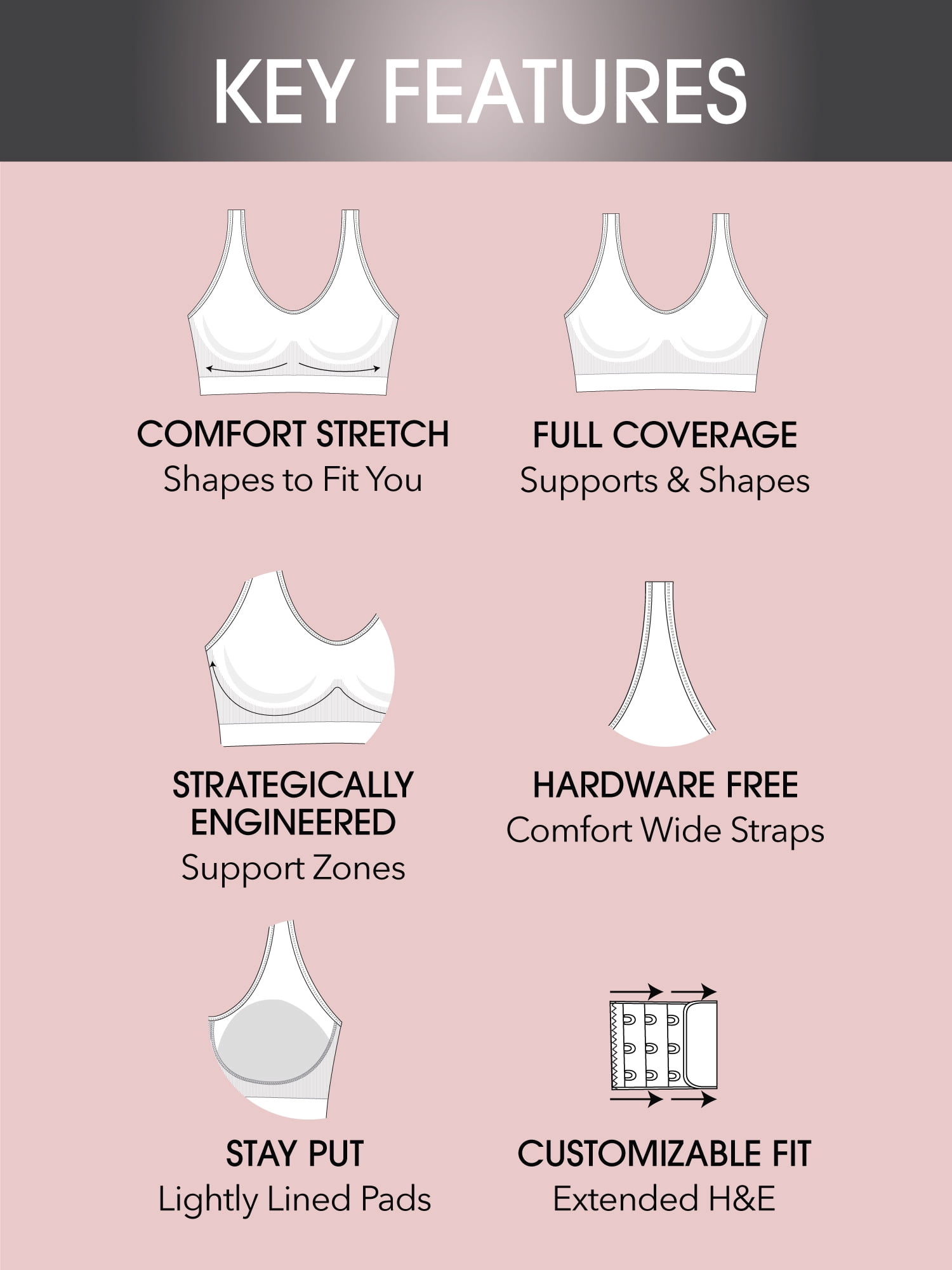 Fruit of the Loom Women's Built Up Seamless Wireless Comfort Bra, Style FT919PK1, Sizes S to 2X