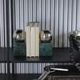 thumbnail image 2 of CosmoLiving by Cosmopolitan 4" Geometric 7 lbs Green Marble Bookends with Silver Aluminum Orb (Set of 2), 2 of 8