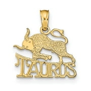 13.78mm 10k Gold Taurus Zodiac Charm Pendant Necklace Jewelry for Women - .6 Grams