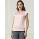 thumbnail image 4 of INSPIRE CHIC Blusa De Manga Corta Plisada Sólida Recta Con Abertura En La Espalda Para Mujer Rosa M, 4 of 6