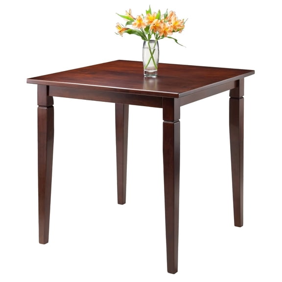 FurniFact Square Dining Table, Routed Edge, Tapered Legs, Walnut