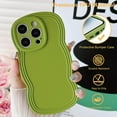 thumbnail image 5 of for iPhone 14 Pro Case 6.1 Inch Curly Wave Frame Phone Case Cute Design Color Aesthetic Phone Case Soft TPU Shockproof Protective Bumper Case Cover for Girls, Green, 5 of 12