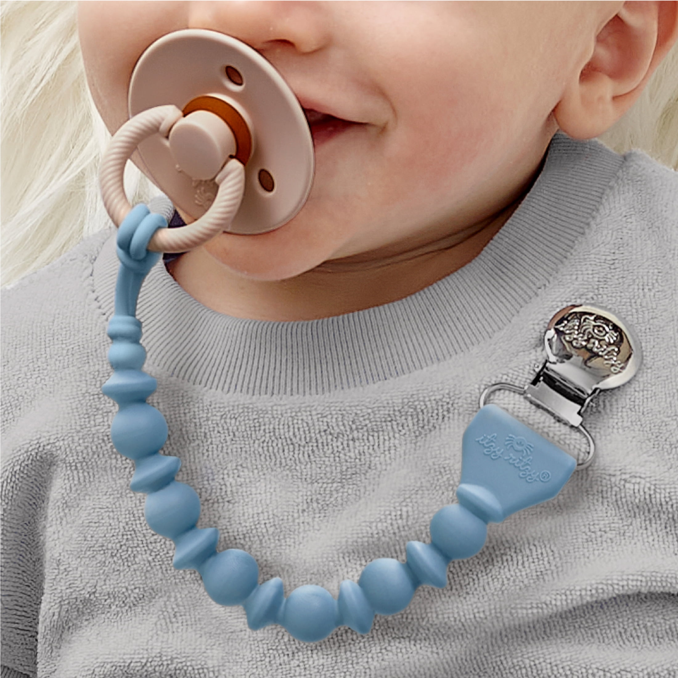 Itzy Paci Strap™ Beaded Pacifier Clip Blue